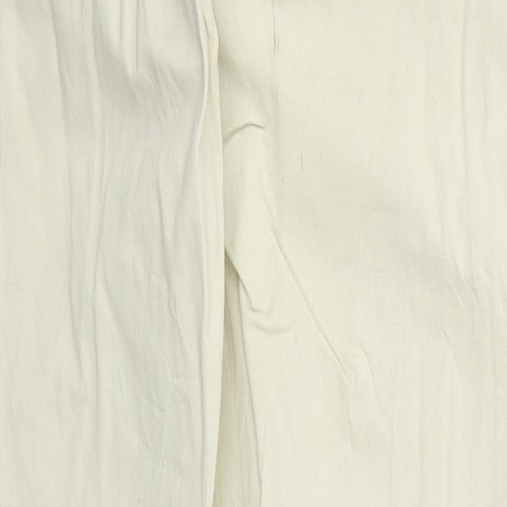Per Una Womens Beige  Cotton Trousers  Size 8 L29 in Regular Hook & Eye