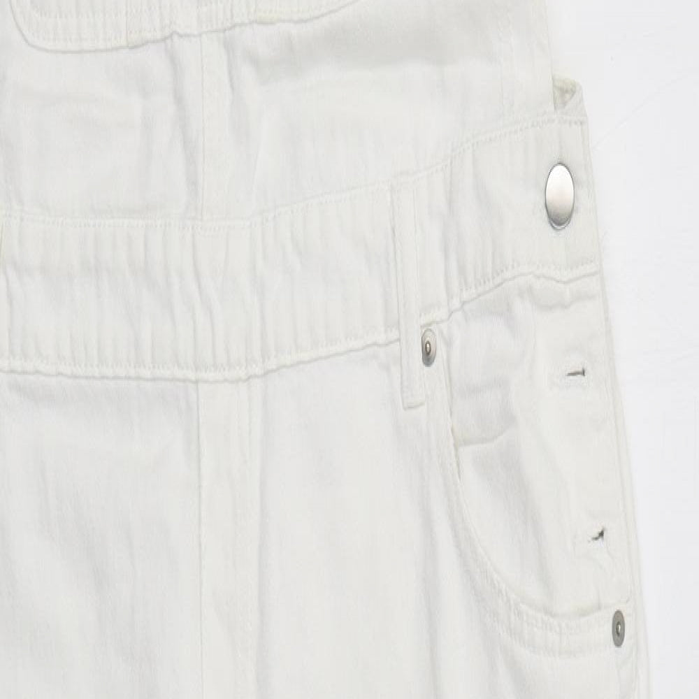 H&M Womens White  Cotton Dungaree One-Piece Size L L24 in Buckle