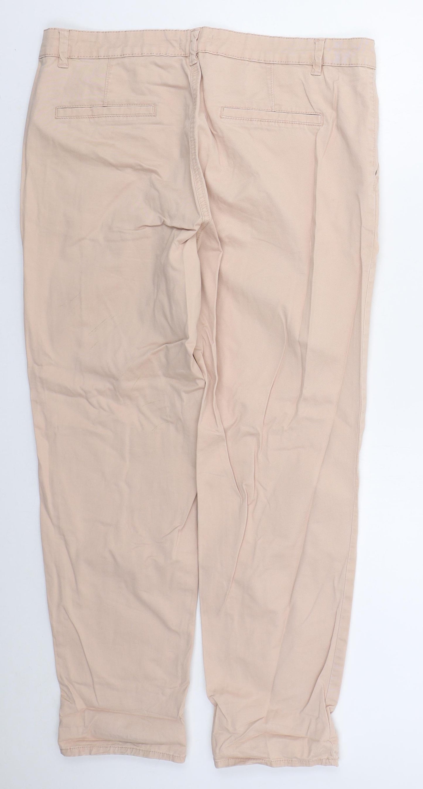 Debenhams Womens Pink  Cotton Trousers  Size 14 L29 in Regular Button