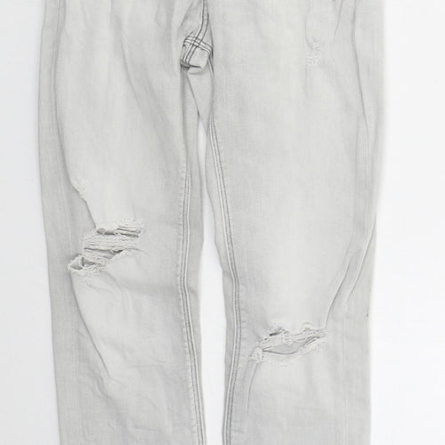 Stradivarius Womens Grey  Cotton Skinny Jeans Size 10 L27 in Regular Button