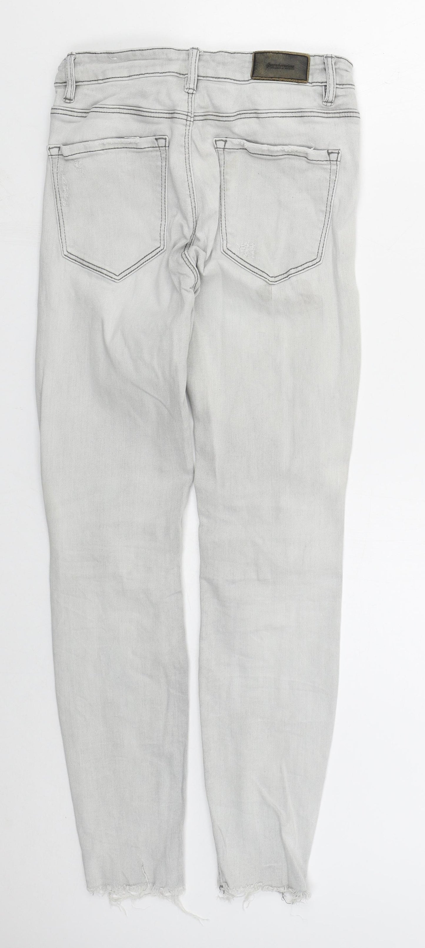 Stradivarius Womens Grey  Cotton Skinny Jeans Size 10 L27 in Regular Button