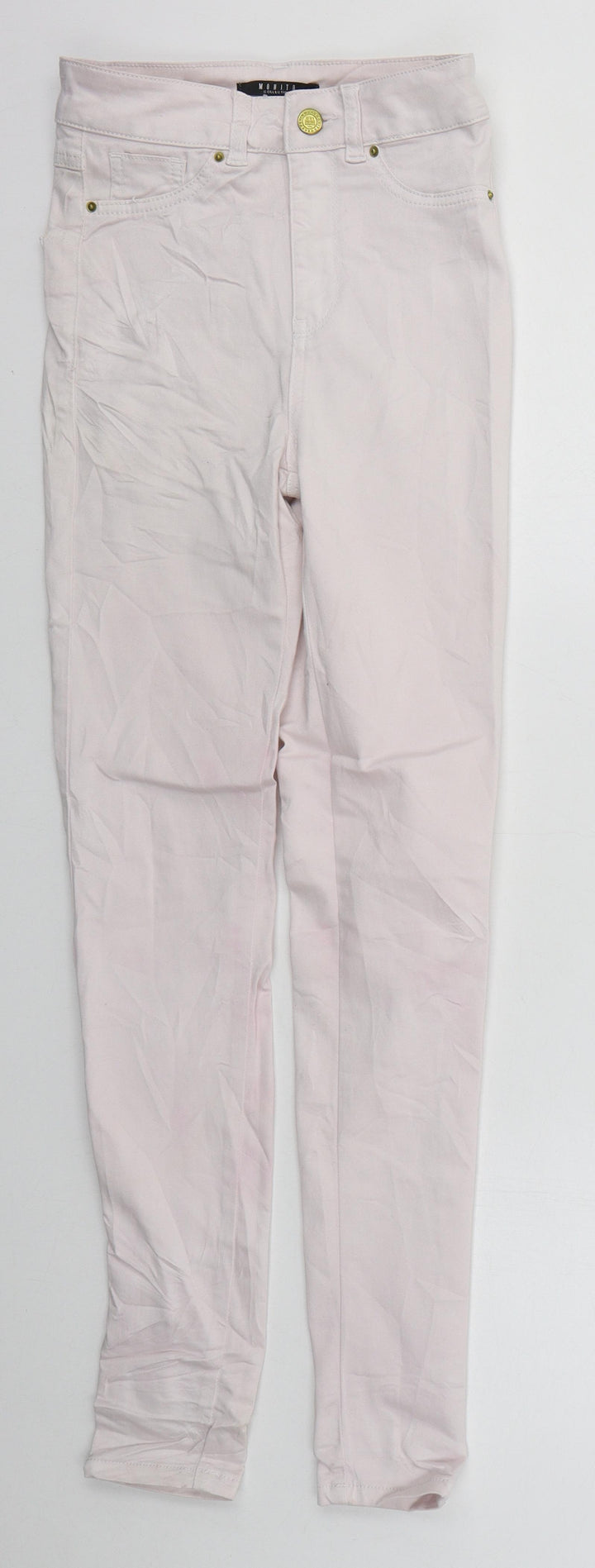 Mohito Womens Pink  Cotton Skinny Jeans Size 24 in L28 in Regular Button