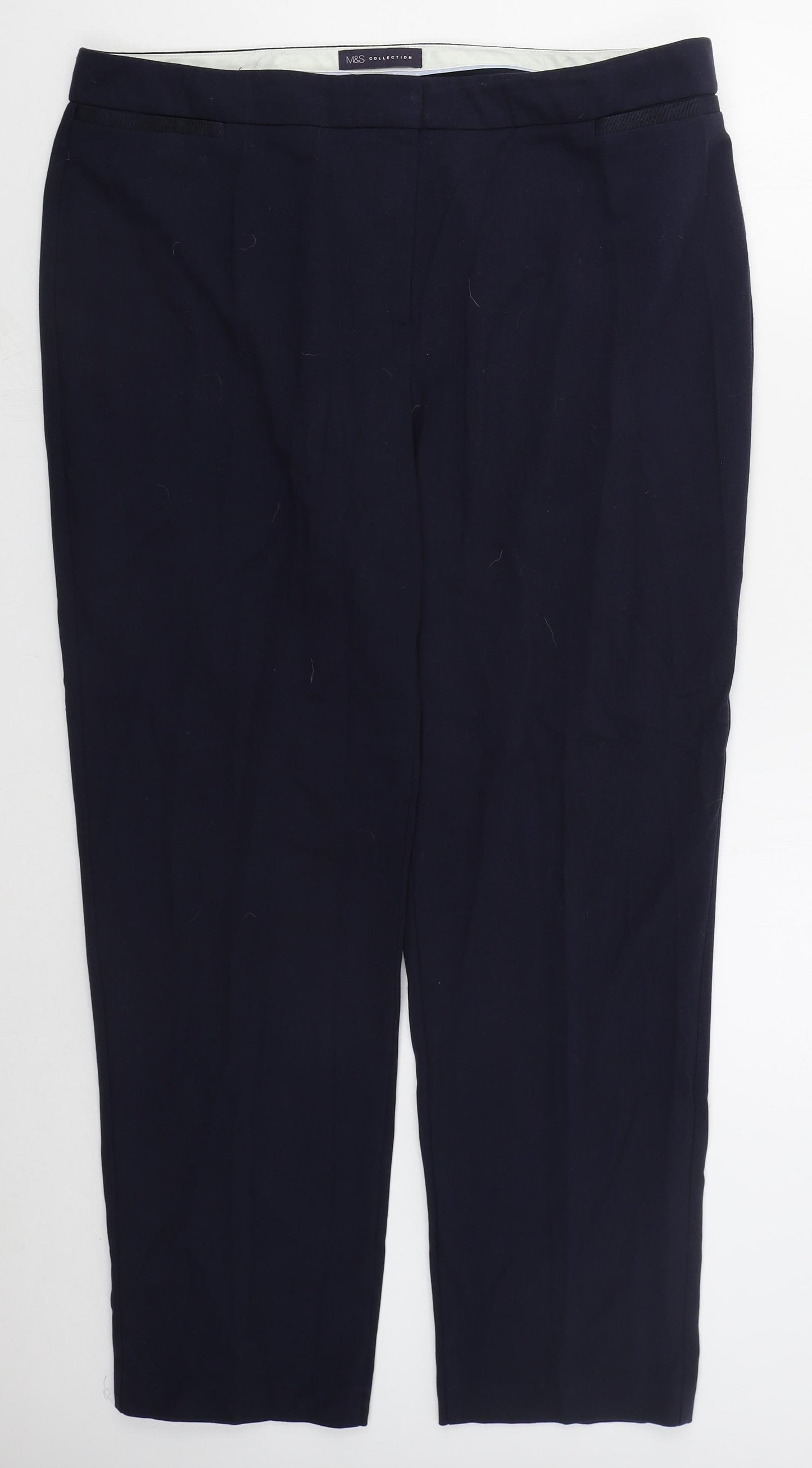 Marks and Spencer Womens Black  Polyester Trousers  Size 18 L30 in Regular Hook & Eye