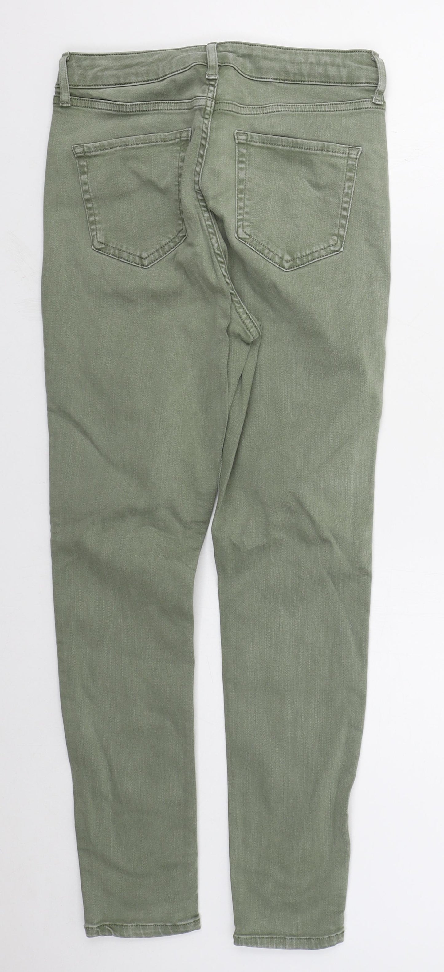 Marks and Spencer Womens Green  Cotton Skinny Jeans Size 12 L27 in Regular Button