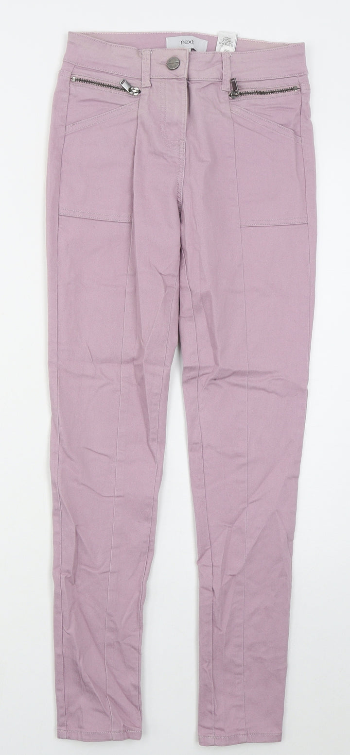 NEXT Womens Pink Cotton Skinny Jeans Size 6 L29 in Regular Button