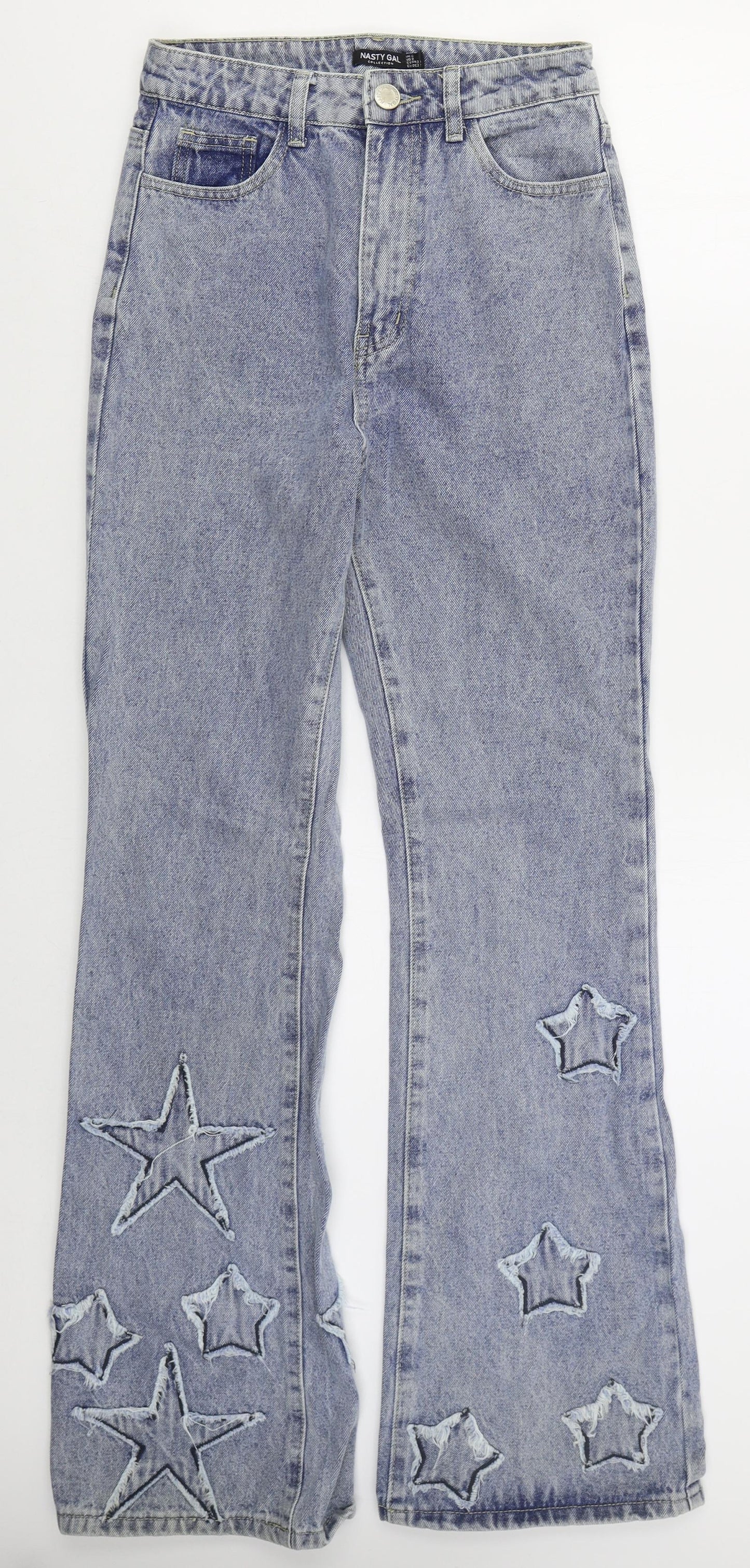Nasty Gal Womens Blue  Cotton Bootcut Jeans Size 6 L32 in Regular Button - Stars