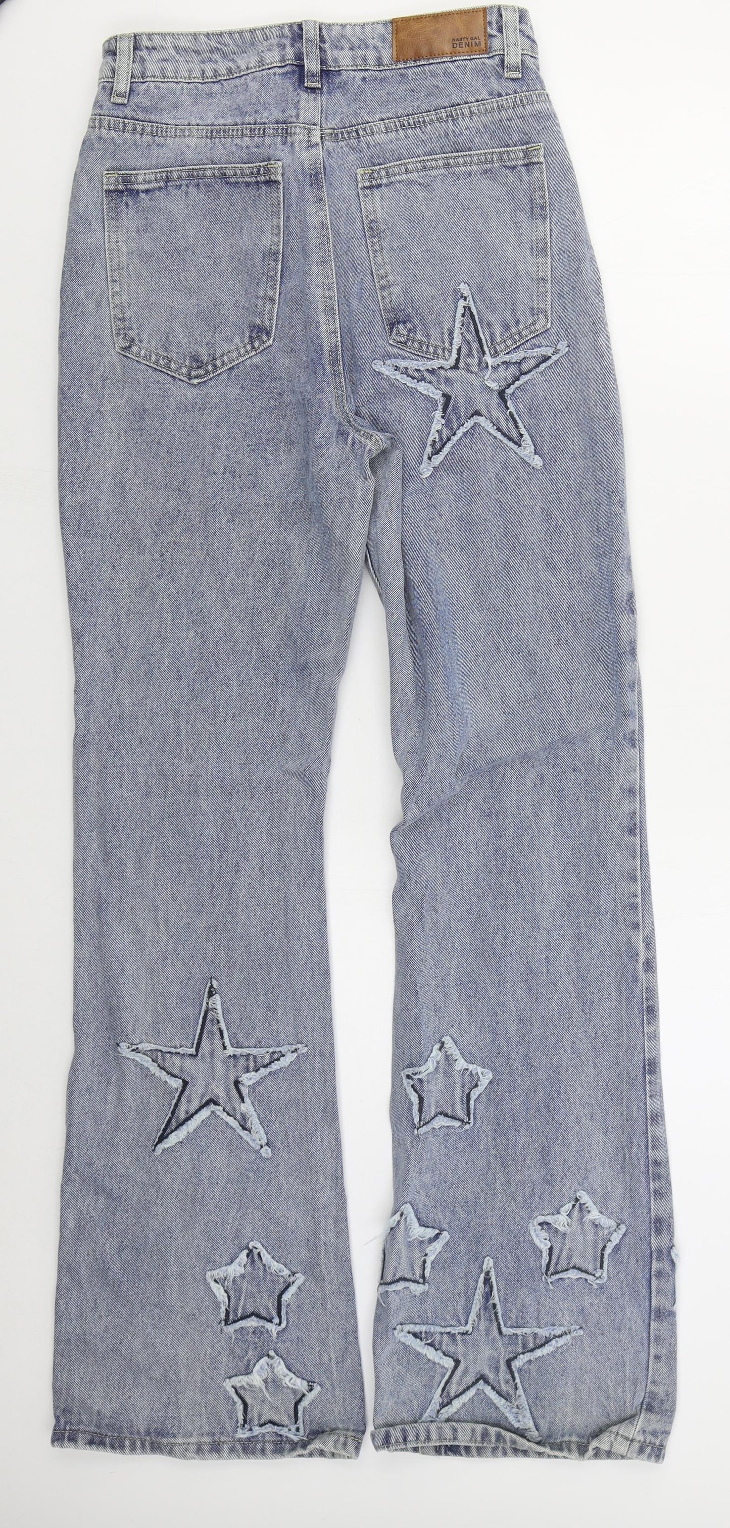 Nasty Gal Womens Blue  Cotton Bootcut Jeans Size 6 L32 in Regular Button - Stars