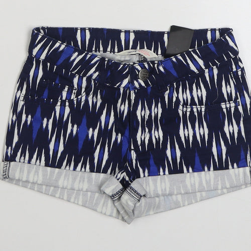 H&M Girls Blue Striped Cotton Hot Pants Shorts Size 11 Years  Regular Zip