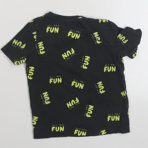 TU Boys Grey Geometric 100% Cotton Basic T-Shirt Size 2-3 Years Round Neck Pullover