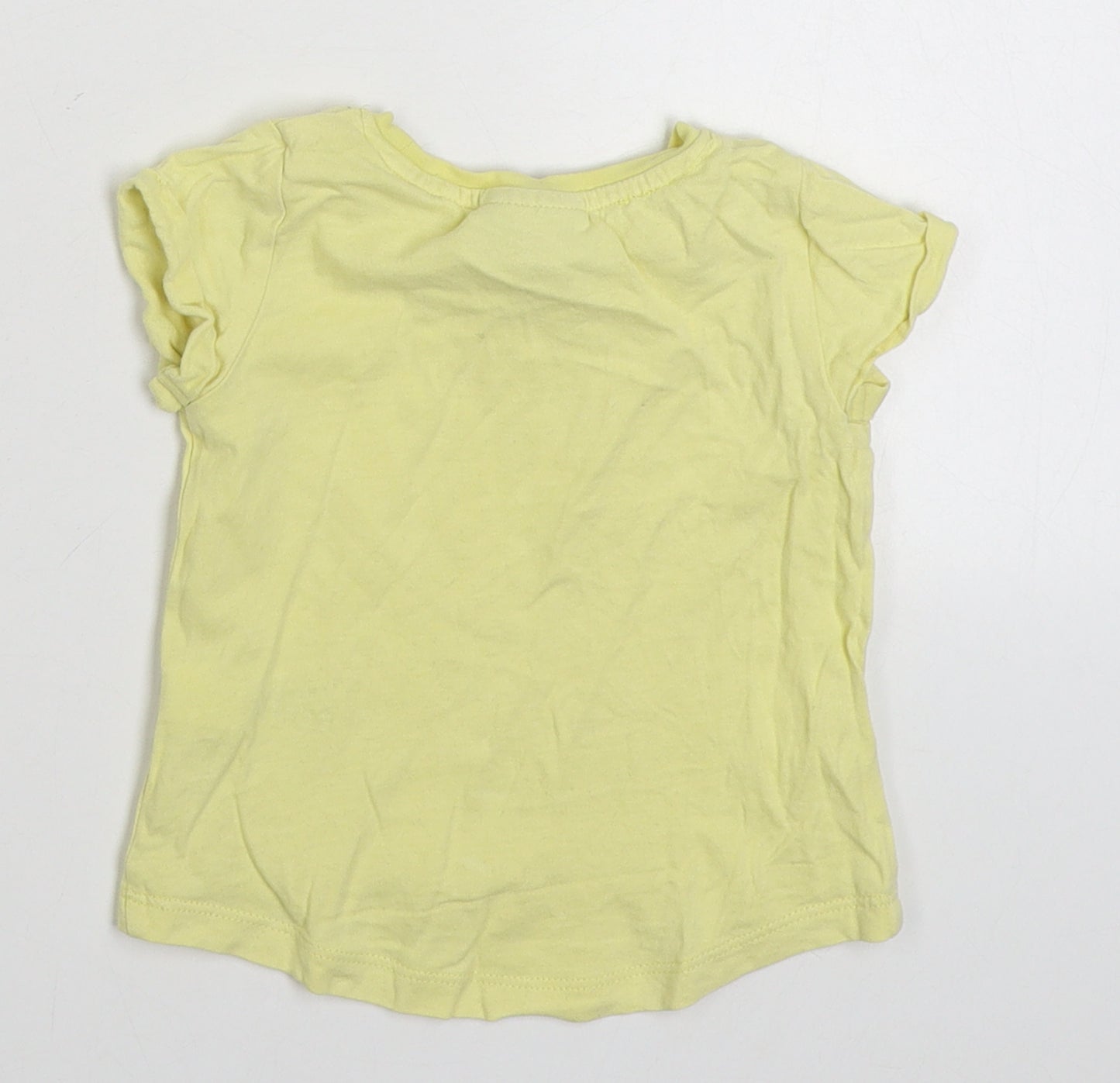 NEXT Girls Yellow  100% Cotton Basic T-Shirt Size 3-6 Months Round Neck Pullover