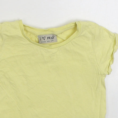 NEXT Girls Yellow  100% Cotton Basic T-Shirt Size 3-6 Months Round Neck Pullover