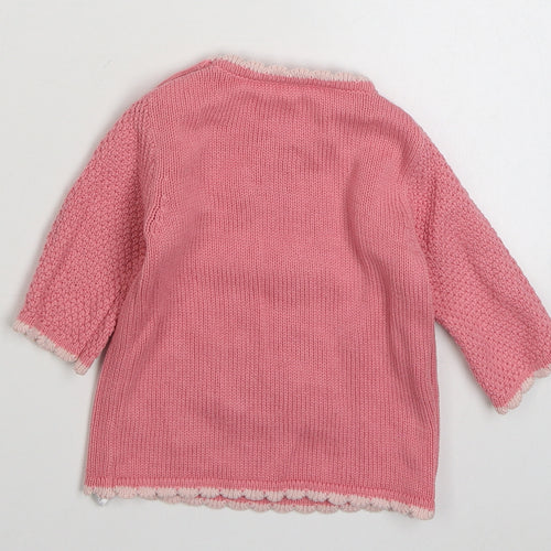 George Girls Pink  Cotton Pullover Jumper Size 3-6 Months  Button