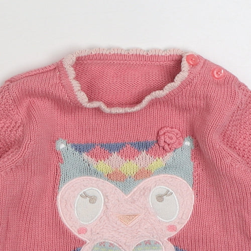 George Girls Pink  Cotton Pullover Jumper Size 3-6 Months  Button