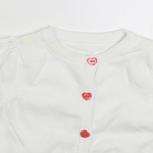 Mothercare Girls White  100% Cotton Cardigan Jumper Size 9-12 Months  Button