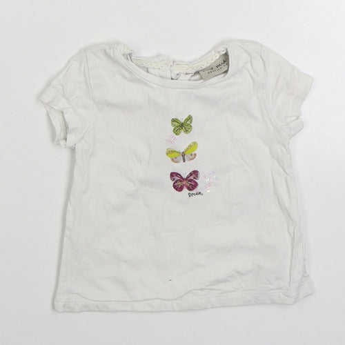 NEXT  White  100% Cotton Basic T-Shirt Size 6-9 Months Round Neck Pullover