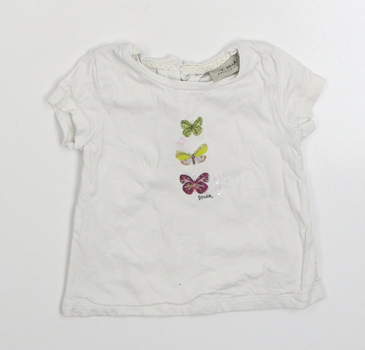 NEXT  White  100% Cotton Basic T-Shirt Size 6-9 Months Round Neck Pullover