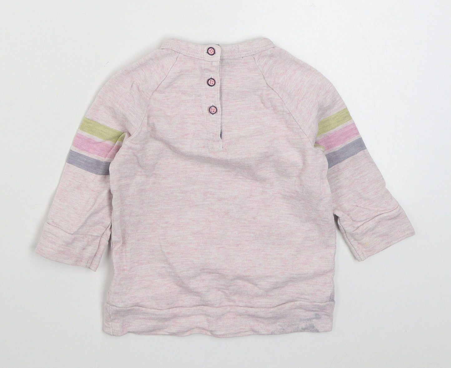 NEXT Girls Pink Striped 100% Cotton Pullover Jumper Size 9-12 Months  Button