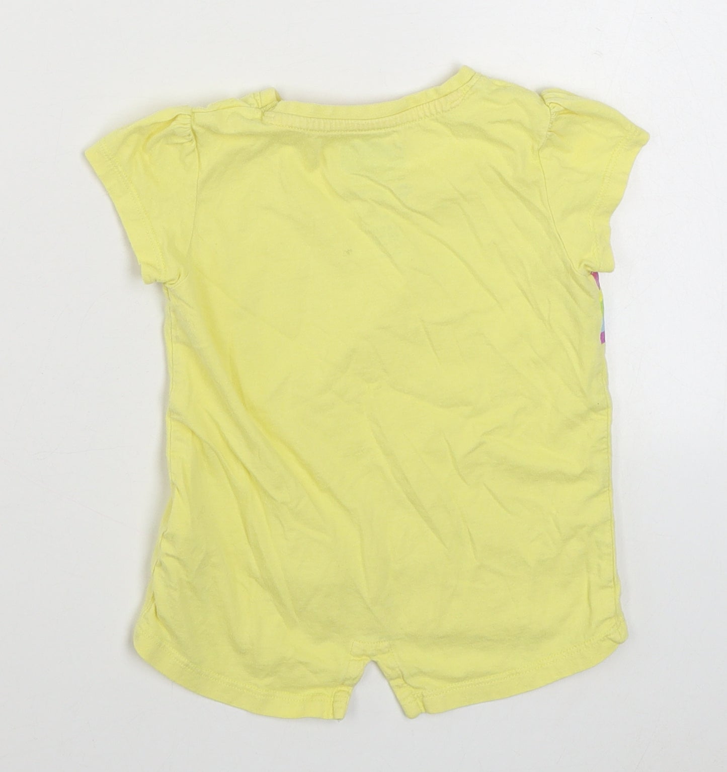 Character.com Girls Yellow  100% Cotton Basic T-Shirt Size 2-3 Years Round Neck Pullover