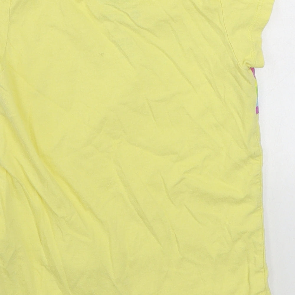 Character.com Girls Yellow  100% Cotton Basic T-Shirt Size 2-3 Years Round Neck Pullover