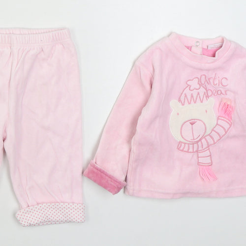 Miobic & Marks and Spencer Girls Pink  Polyester  Pyjama Set Size 6-9 Months  Button