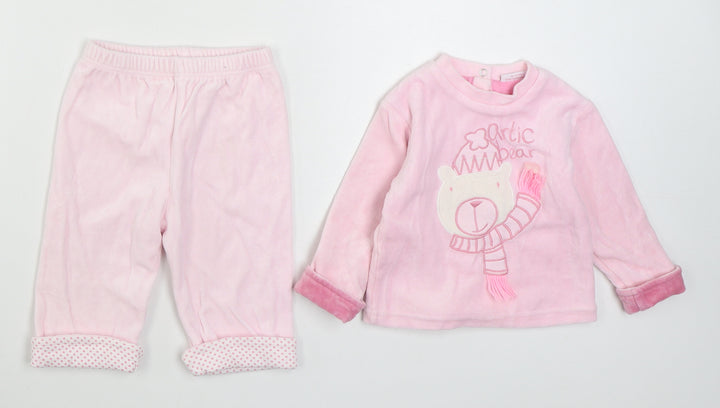 Miobic & Marks and Spencer Girls Pink Polyester Pyjama Set Size 6-9 Months Button