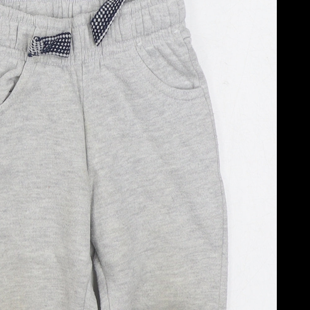 F&F Boys Grey  Cotton Jogger Trousers Size 9-12 Months  Tie