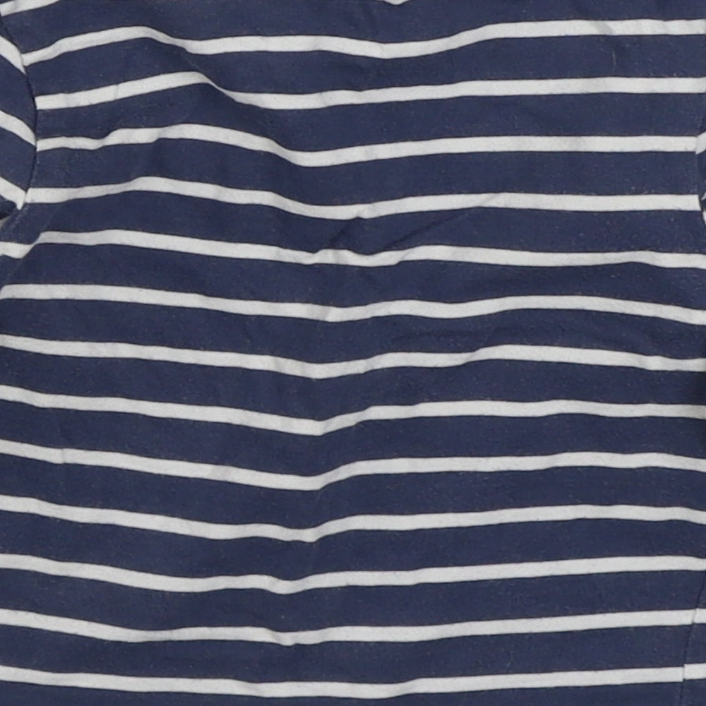 Dunnes Stores Boys Blue Striped 100% Cotton Basic T-Shirt Size 12-18 Months Round Neck Pullover