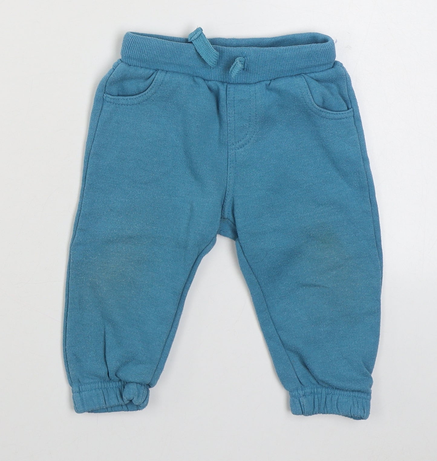 F&F Boys Blue  Cotton Jogger Trousers Size 9-12 Months  Tie