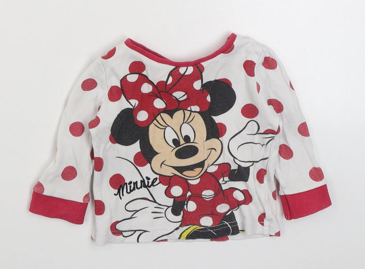 Mini Vlub Girls Multicoloured Polka Dot 100% Cotton Basic T-Shirt Size 6-9 Months Round Neck Pullover - Disney