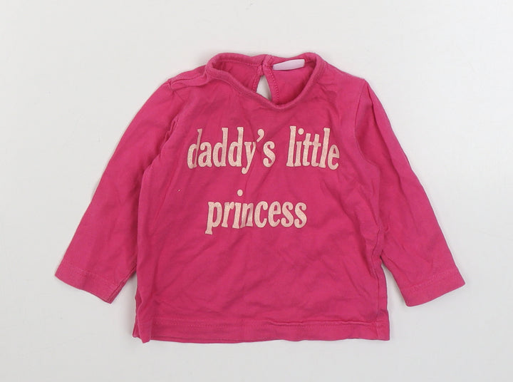 Cherokee Girls Pink  100% Cotton Basic T-Shirt Size 3-6 Months Round Neck Pullover