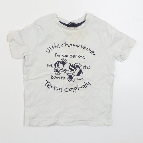 George Boys White  100% Cotton Basic T-Shirt Size 12-18 Months Round Neck Pullover