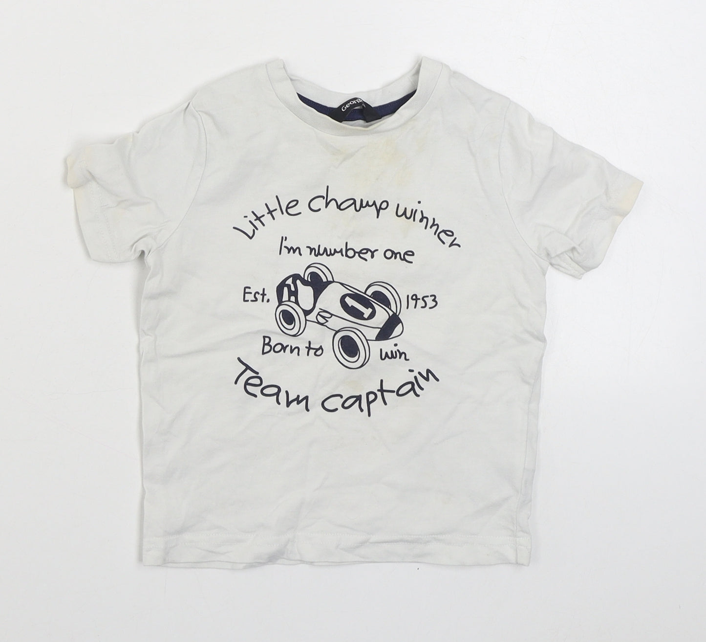 George Boys White  100% Cotton Basic T-Shirt Size 12-18 Months Round Neck Pullover