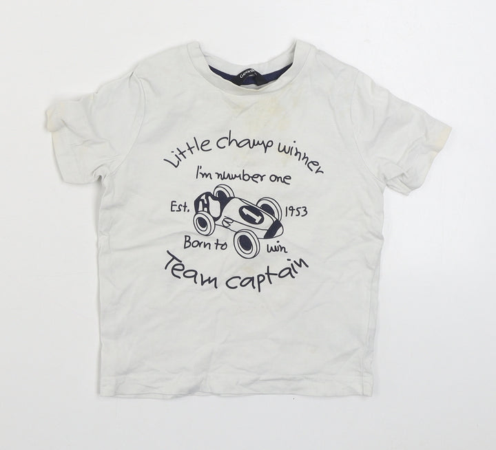George Boys White  100% Cotton Basic T-Shirt Size 12-18 Months Round Neck Pullover