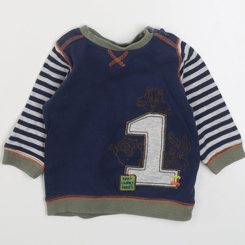 Geoge Boys Blue  100% Cotton Pullover Jumper Size 12-18 Months  Pullover - Looney Tunes