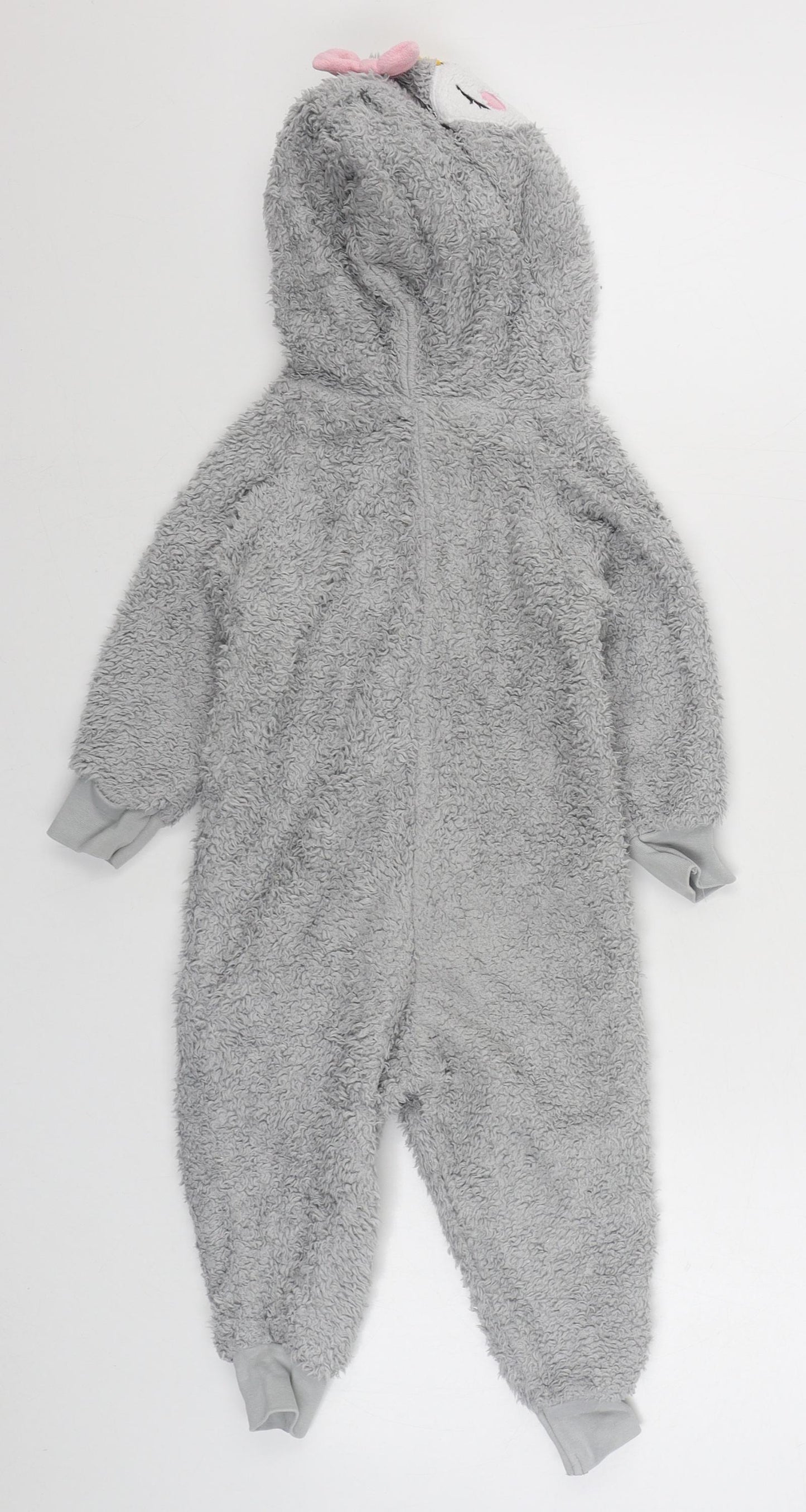 George Girls Grey Solid Polyester  One Piece Size 12-18 Months  Zip - Penguin Onesie