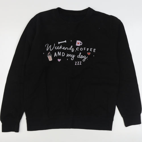 Preworn Womens Black  Cotton Pullover Sweatshirt Size M  Pullover