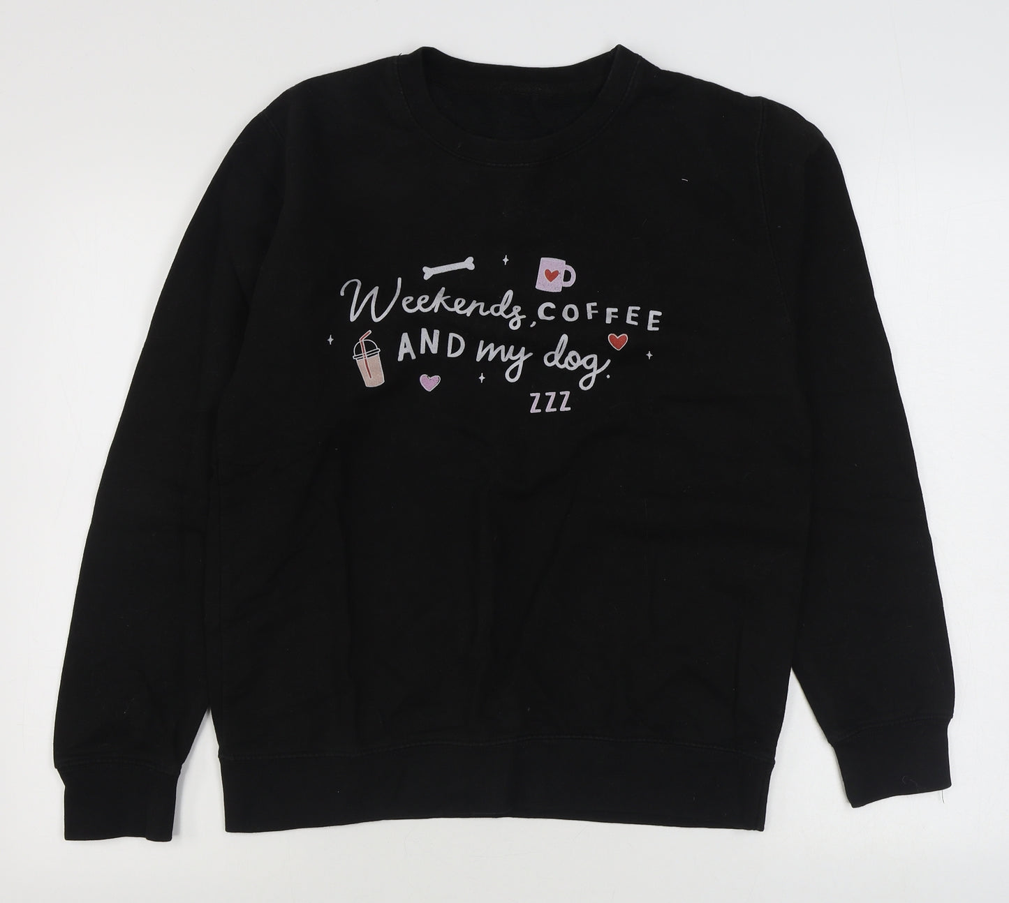 Preworn Womens Black  Cotton Pullover Sweatshirt Size M  Pullover