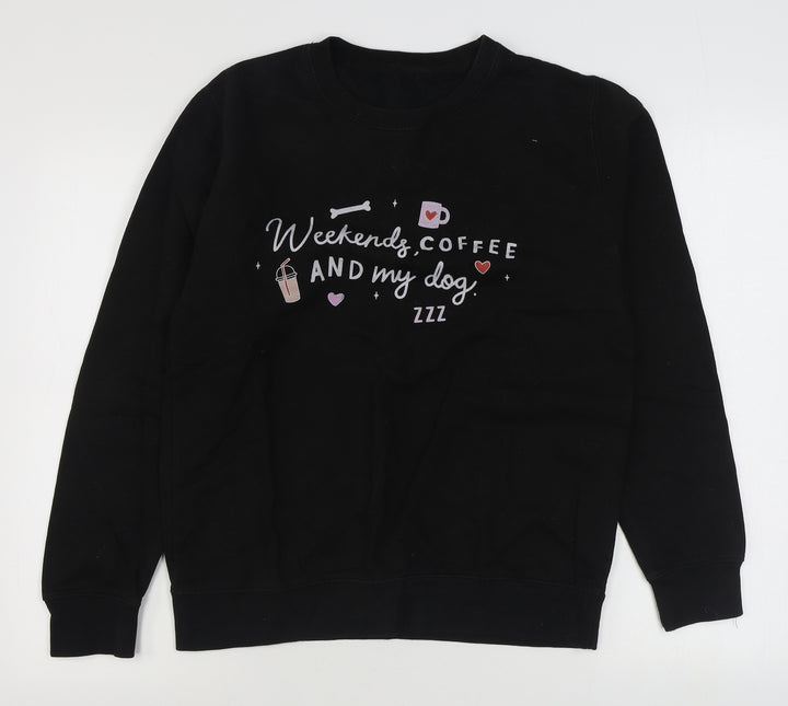 Preworn Womens Black  Cotton Pullover Sweatshirt Size M  Pullover