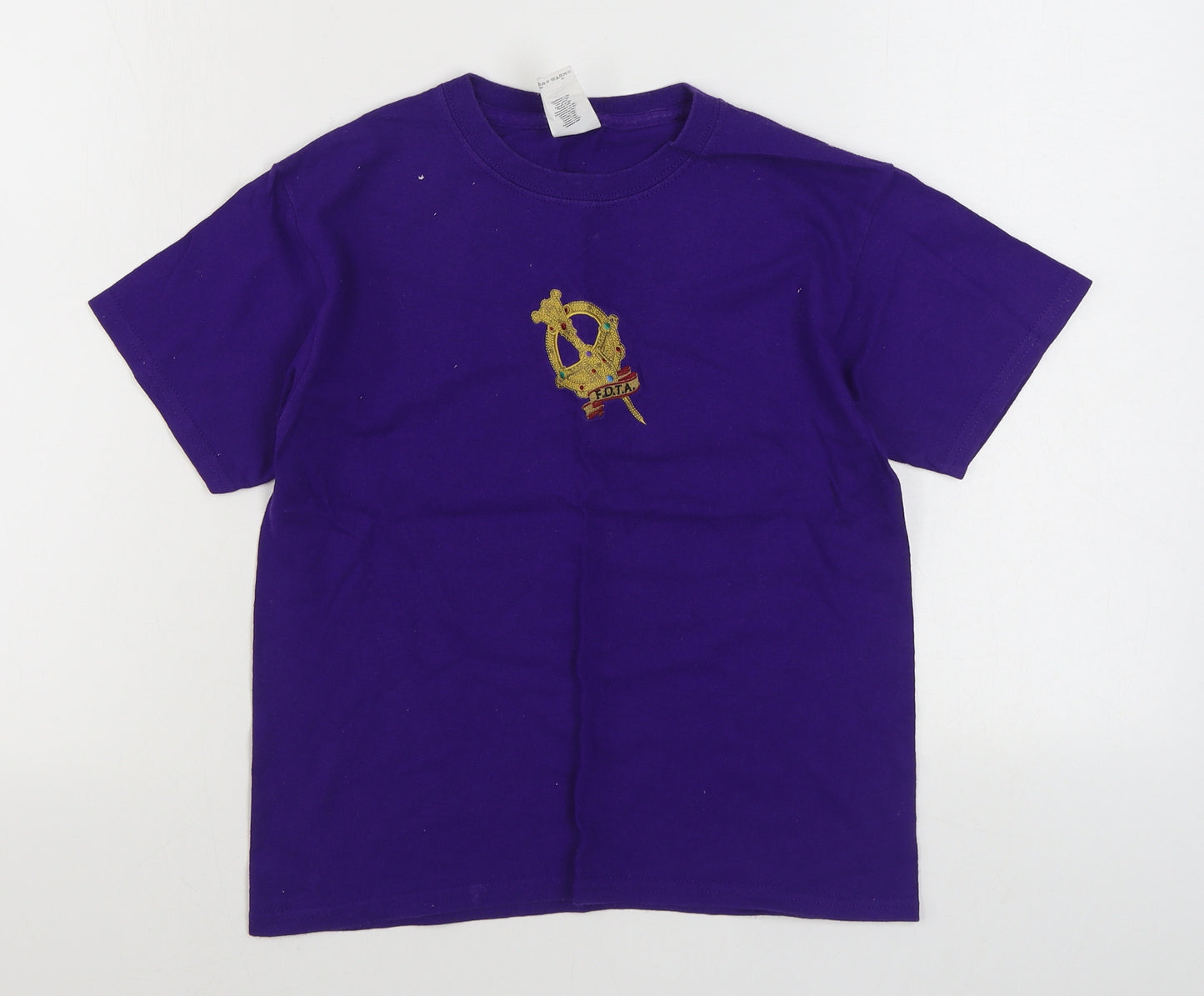 Gilden Boys Purple  100% Cotton Basic T-Shirt Size 7-8 Years Round Neck Pullover