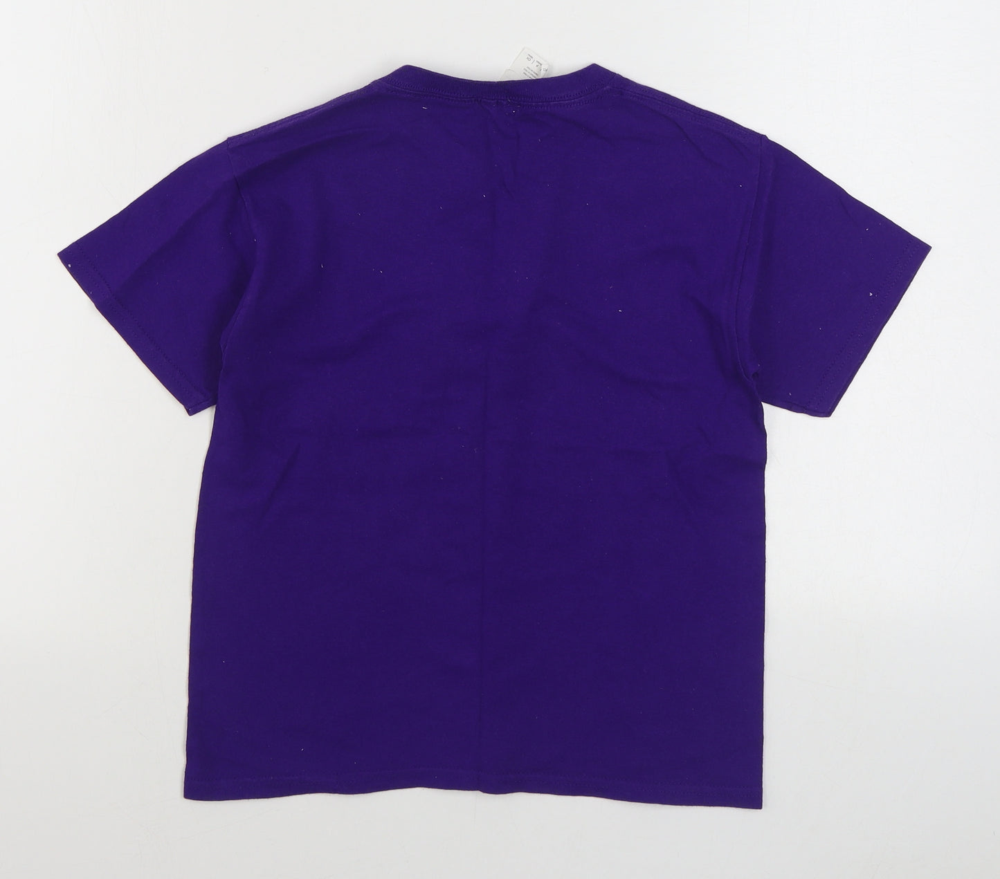 Gilden Boys Purple  100% Cotton Basic T-Shirt Size 7-8 Years Round Neck Pullover