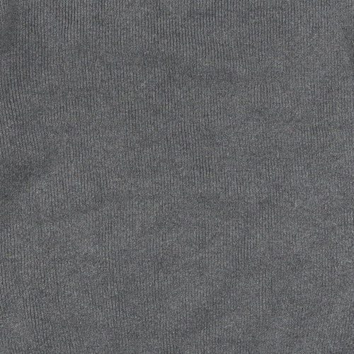 Burton Menswear Mens Grey Round Neck Striped Acrylic Pullover Jumper Size L