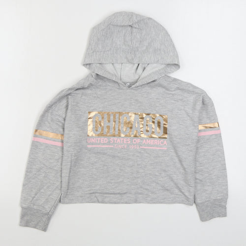 Primark Girls Grey  Polyester Pullover Hoodie Size 9-10 Years  Pullover