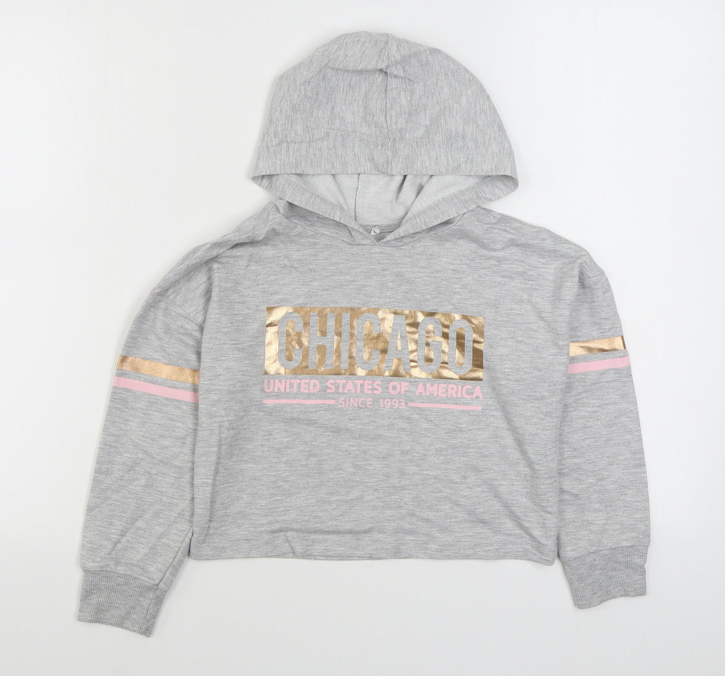 Primark Girls Grey  Polyester Pullover Hoodie Size 9-10 Years  Pullover