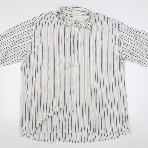 Ben Harbour Mens Multicoloured Striped Cotton  Button-Up Size 2XL Collared Button