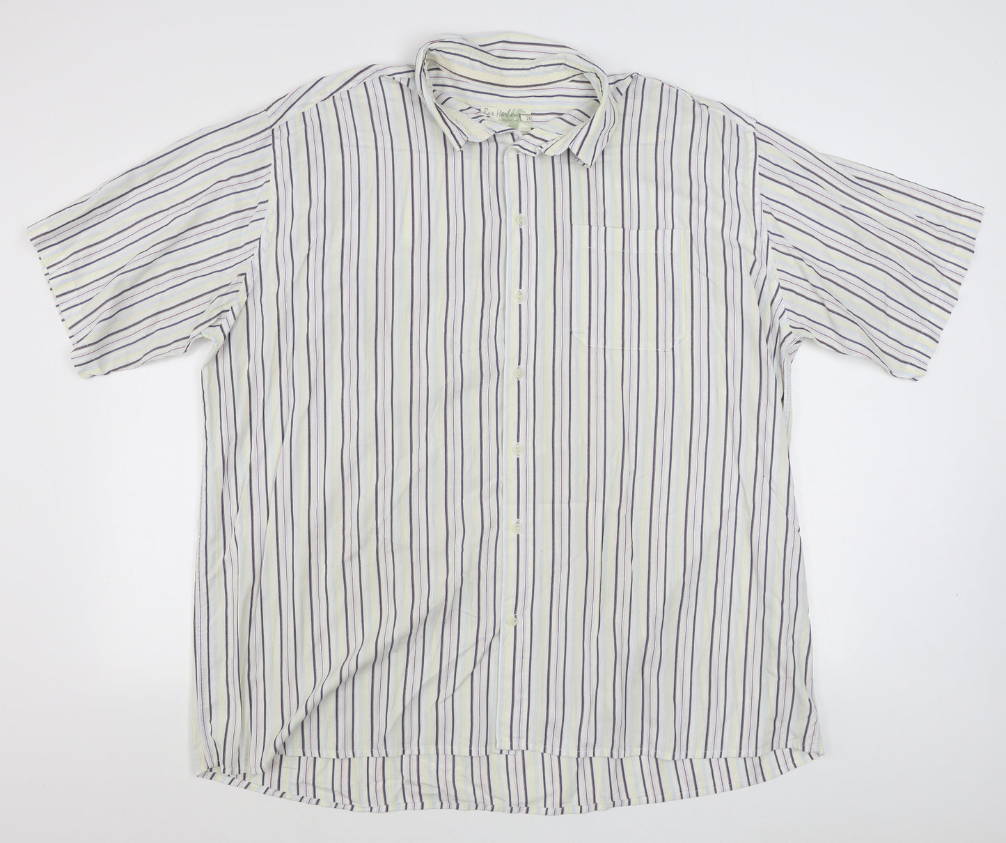 Ben Harbour Mens Multicoloured Striped Cotton  Button-Up Size 2XL Collared Button