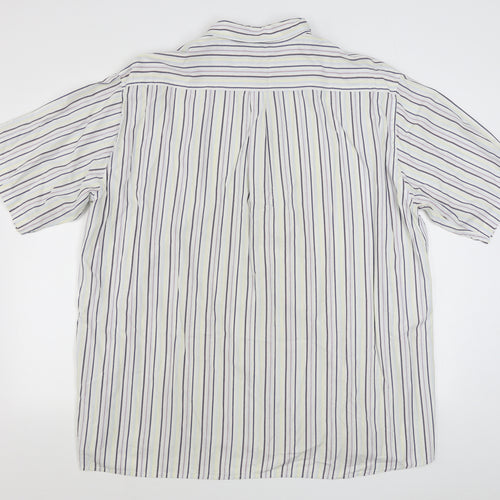 Ben Harbour Mens Multicoloured Striped Cotton  Button-Up Size 2XL Collared Button