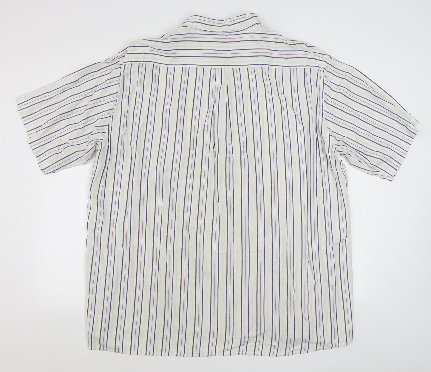 Ben Harbour Mens Multicoloured Striped Cotton  Button-Up Size 2XL Collared Button