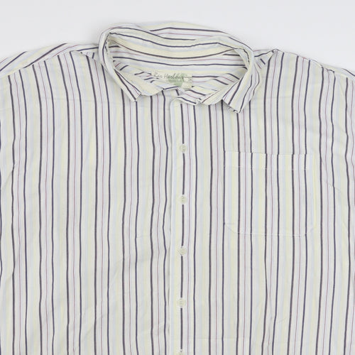 Ben Harbour Mens Multicoloured Striped Cotton  Button-Up Size 2XL Collared Button