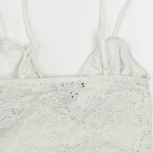 New Look Womens White  Nylon Cropped Tank Size 8 V-Neck