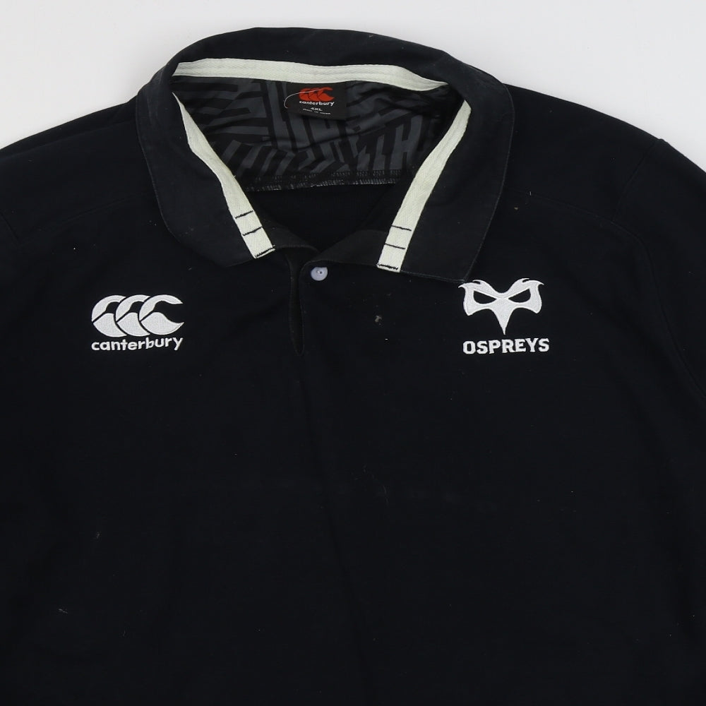 CANTURBRY RUGBY Mens Black  Cotton  Polo Size 4XL Collared Pullover
